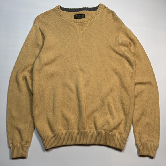 Eddie Bauer Other - Eddie Bauer Sweater Mens Large Beige Cotton Crewneck Pullover Knit Casual Y2K